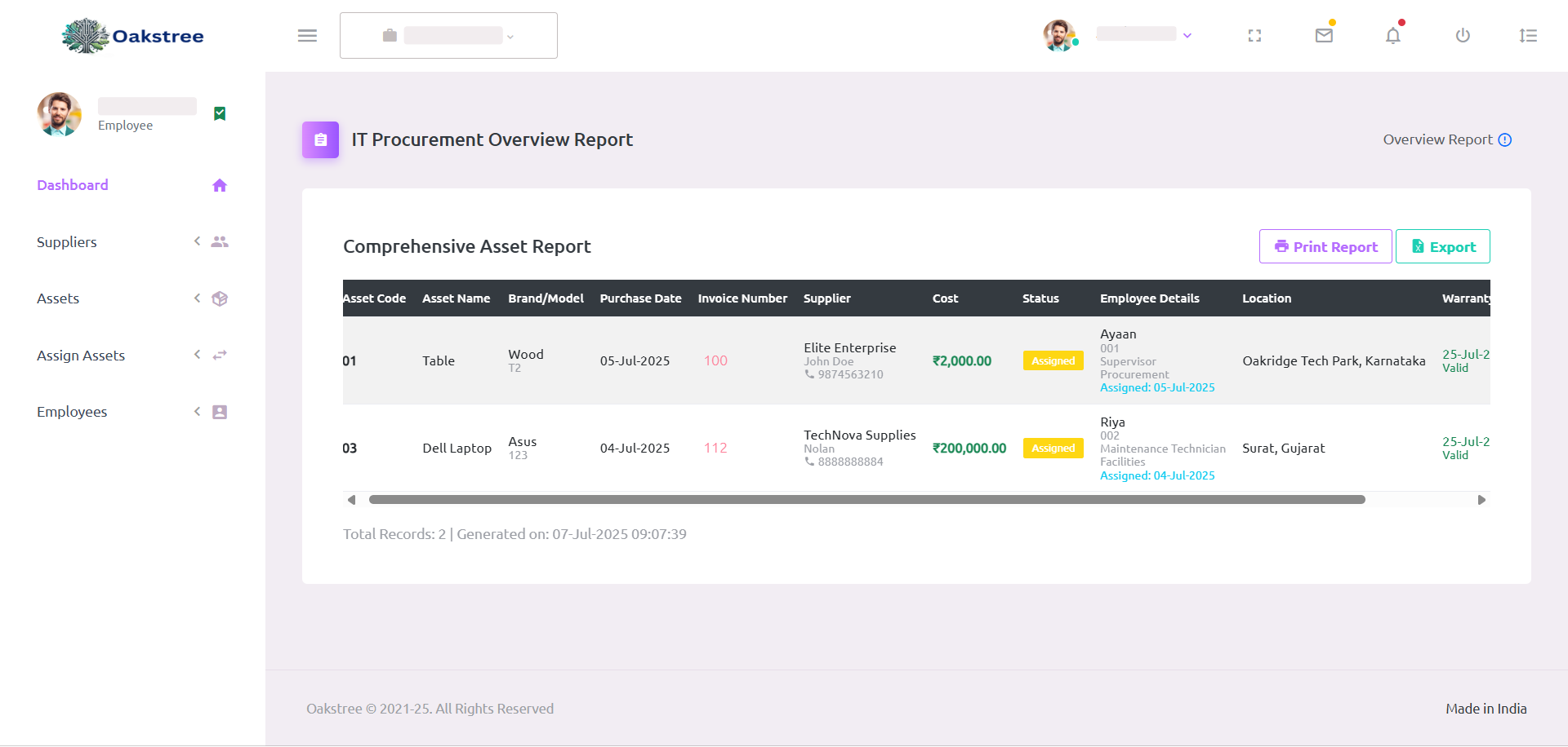 Asset Tracker UI